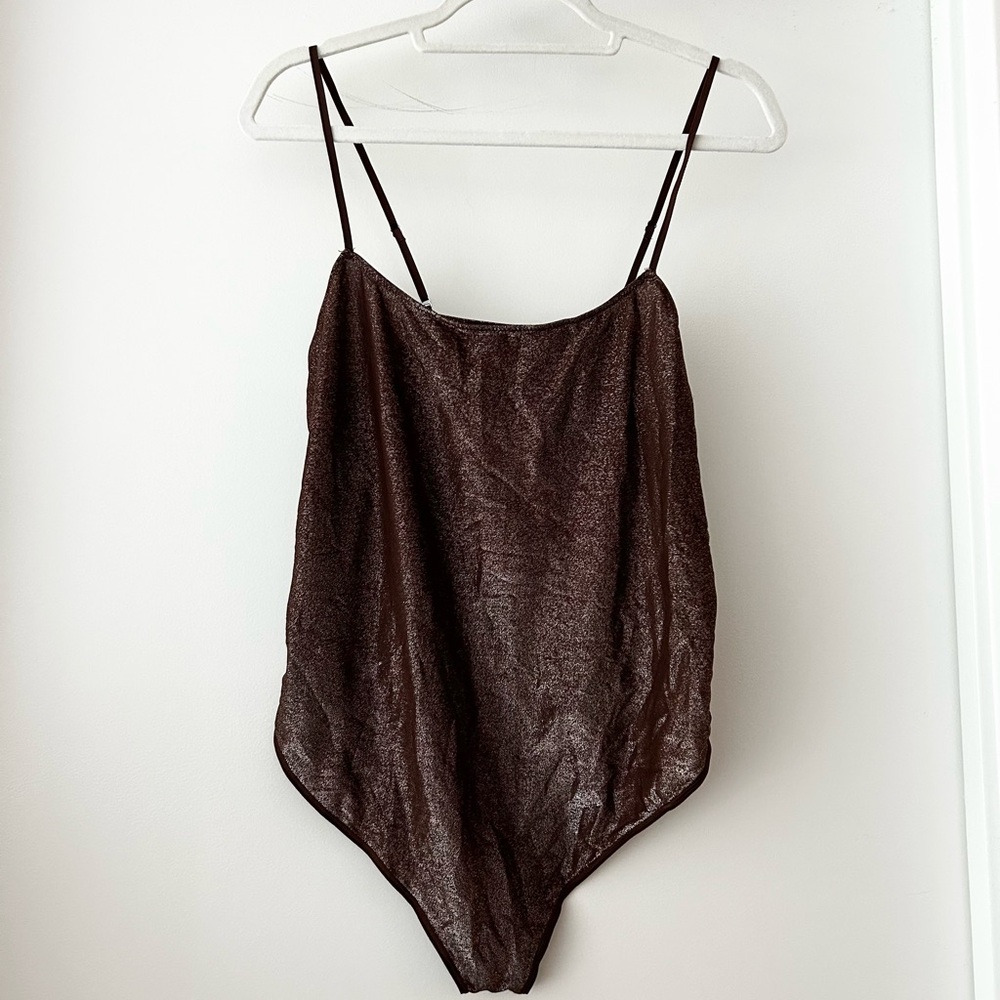 NWT SKIMS brown shimmery bodysuit